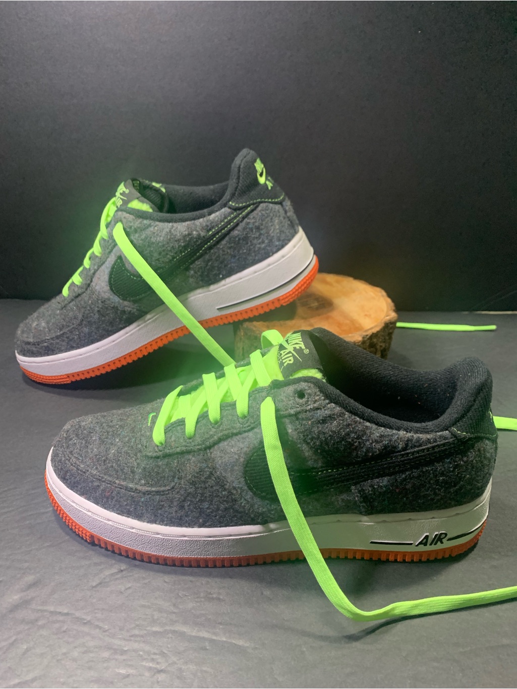 Nike Air Force 1 Lv8 Gray Black Green Sneakers Size-8.5 Women’s Or Youth 7y